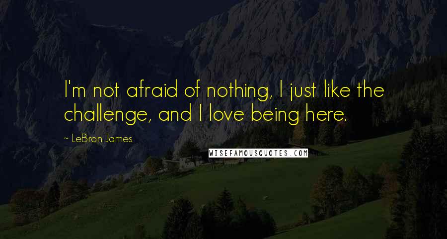 LeBron James Quotes: I'm not afraid of nothing, I just like the challenge, and I love being here.