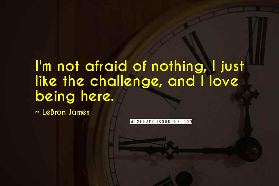 LeBron James Quotes: I'm not afraid of nothing, I just like the challenge, and I love being here.