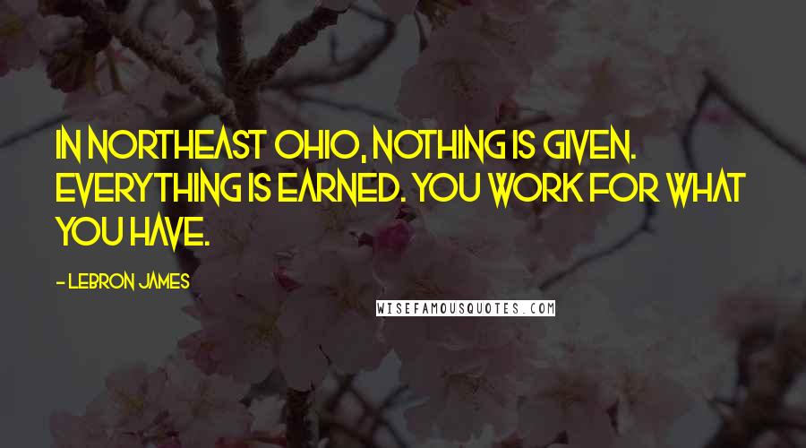 LeBron James Quotes: In Northeast Ohio, nothing is given. Everything is earned. You work for what you have.