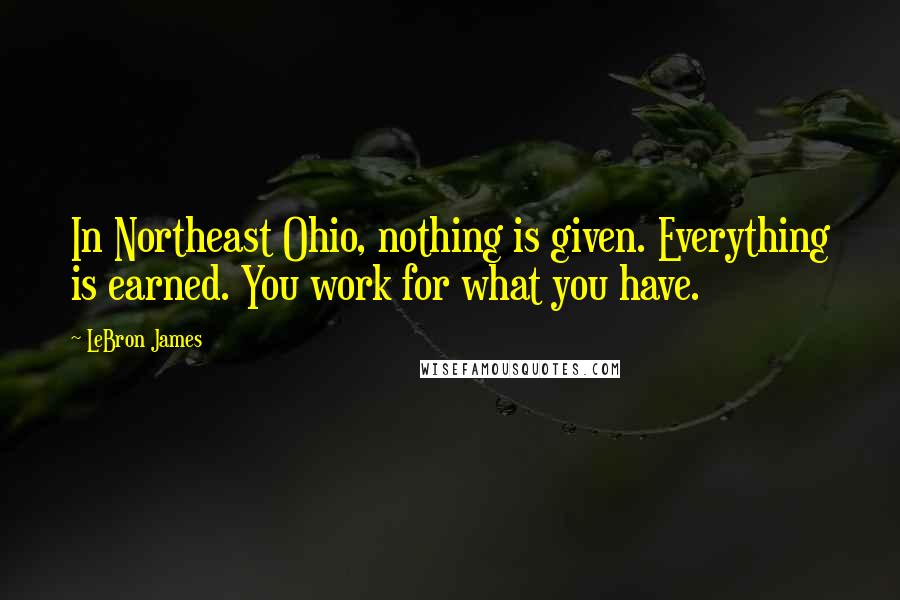 LeBron James Quotes: In Northeast Ohio, nothing is given. Everything is earned. You work for what you have.