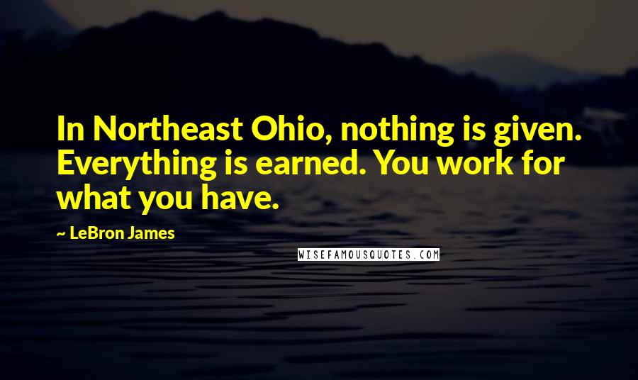 LeBron James Quotes: In Northeast Ohio, nothing is given. Everything is earned. You work for what you have.