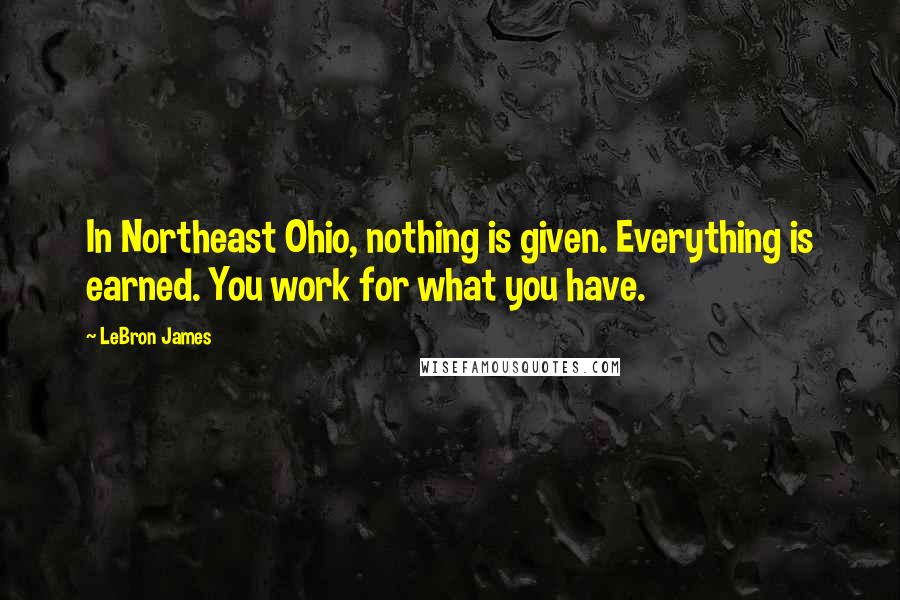 LeBron James Quotes: In Northeast Ohio, nothing is given. Everything is earned. You work for what you have.