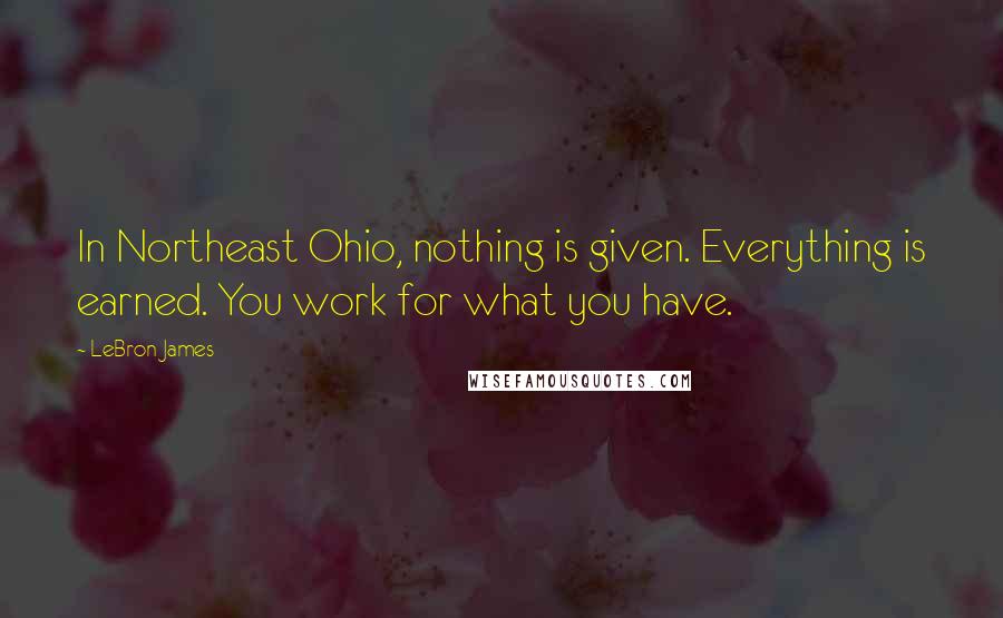 LeBron James Quotes: In Northeast Ohio, nothing is given. Everything is earned. You work for what you have.