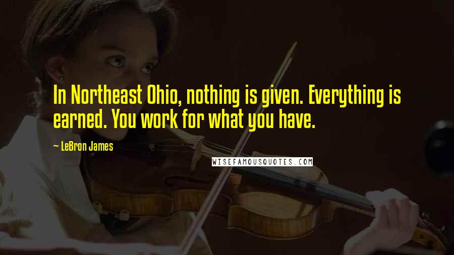 LeBron James Quotes: In Northeast Ohio, nothing is given. Everything is earned. You work for what you have.