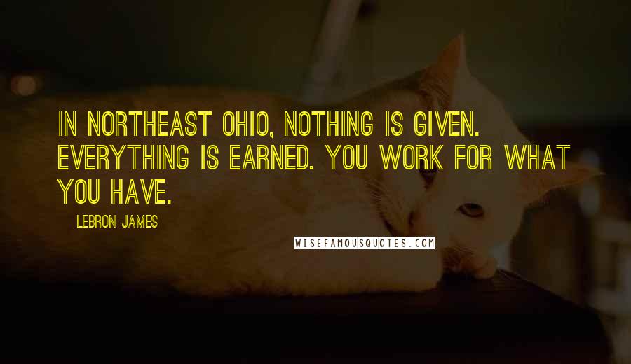 LeBron James Quotes: In Northeast Ohio, nothing is given. Everything is earned. You work for what you have.