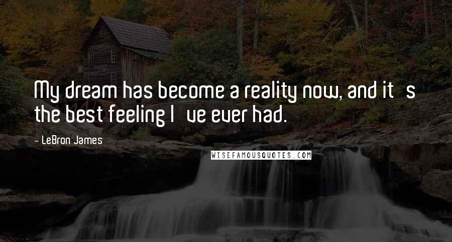 LeBron James Quotes: My dream has become a reality now, and it's the best feeling I've ever had.