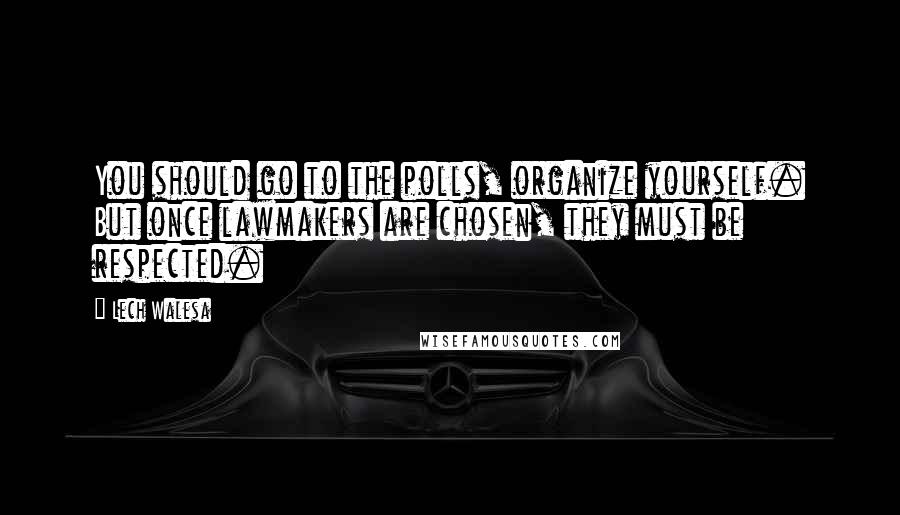 Lech Walesa Quotes: You should go to the polls, organize yourself. But once lawmakers are chosen, they must be respected.