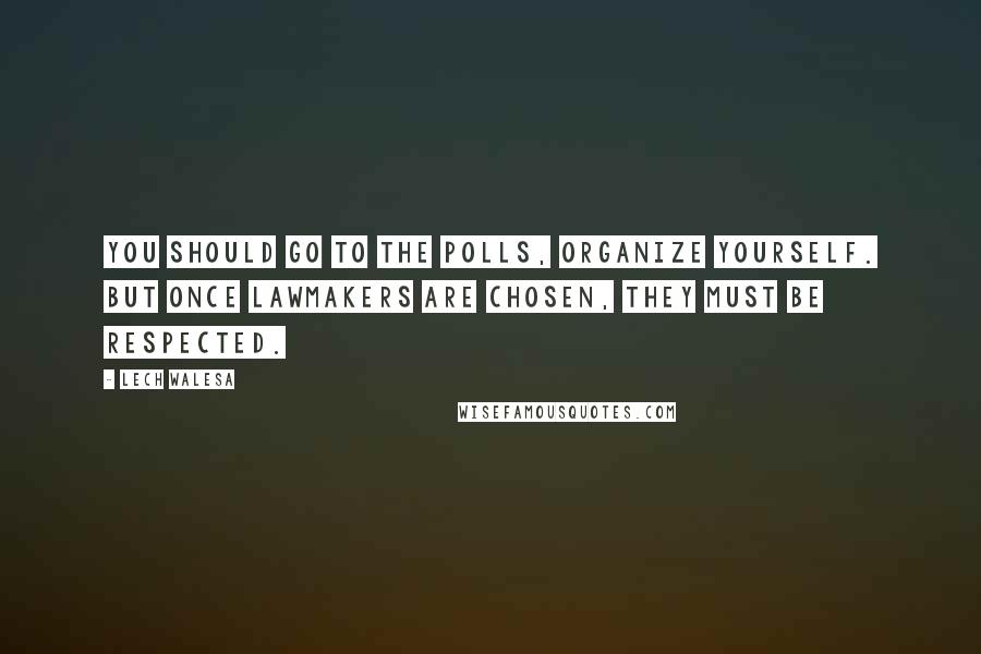 Lech Walesa Quotes: You should go to the polls, organize yourself. But once lawmakers are chosen, they must be respected.