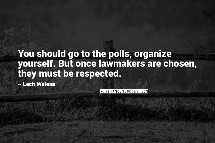 Lech Walesa Quotes: You should go to the polls, organize yourself. But once lawmakers are chosen, they must be respected.