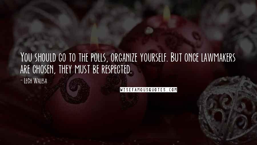 Lech Walesa Quotes: You should go to the polls, organize yourself. But once lawmakers are chosen, they must be respected.