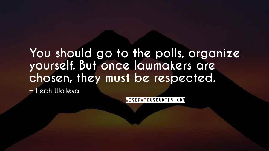 Lech Walesa Quotes: You should go to the polls, organize yourself. But once lawmakers are chosen, they must be respected.