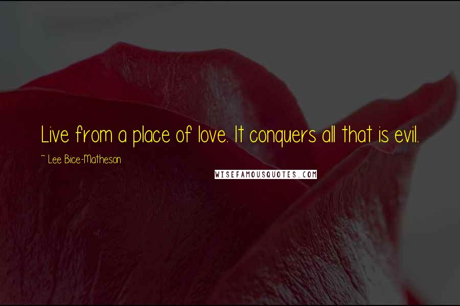 Lee Bice-Matheson Quotes: Live from a place of love. It conquers all that is evil.