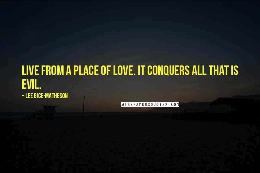 Lee Bice-Matheson Quotes: Live from a place of love. It conquers all that is evil.