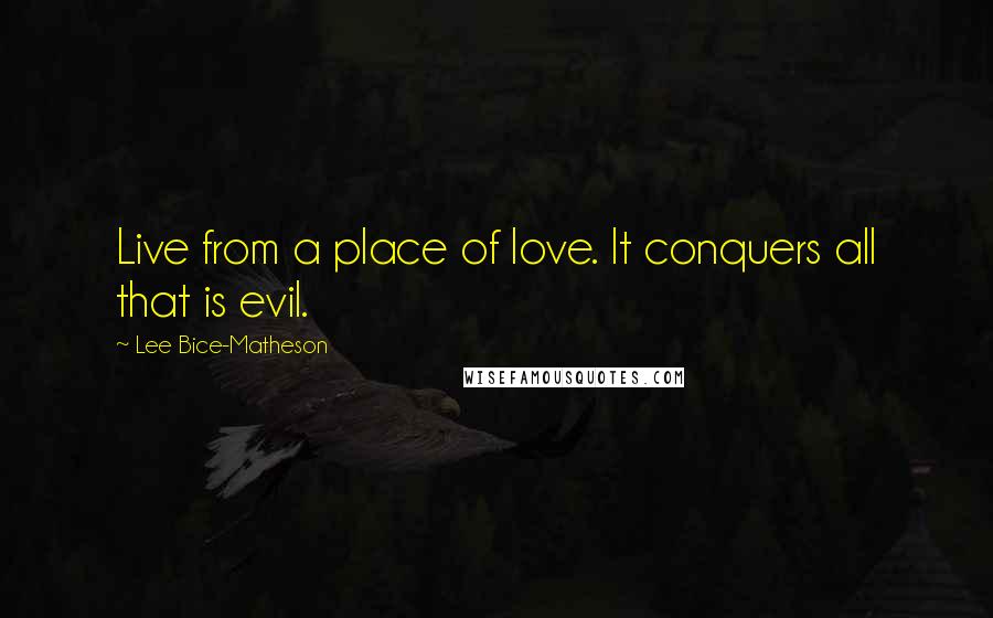 Lee Bice-Matheson Quotes: Live from a place of love. It conquers all that is evil.