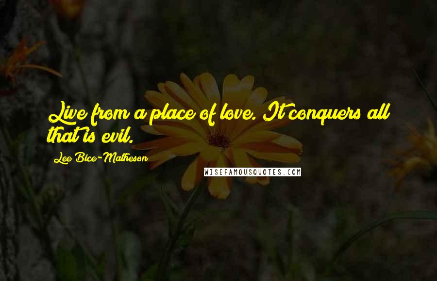 Lee Bice-Matheson Quotes: Live from a place of love. It conquers all that is evil.