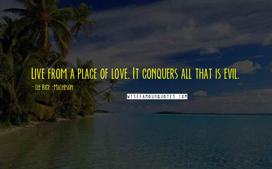 Lee Bice-Matheson Quotes: Live from a place of love. It conquers all that is evil.