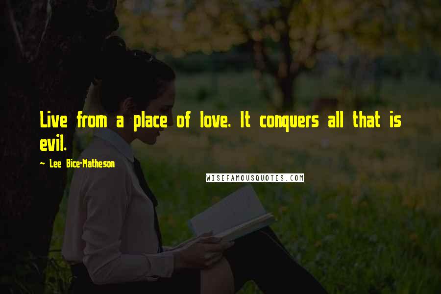 Lee Bice-Matheson Quotes: Live from a place of love. It conquers all that is evil.