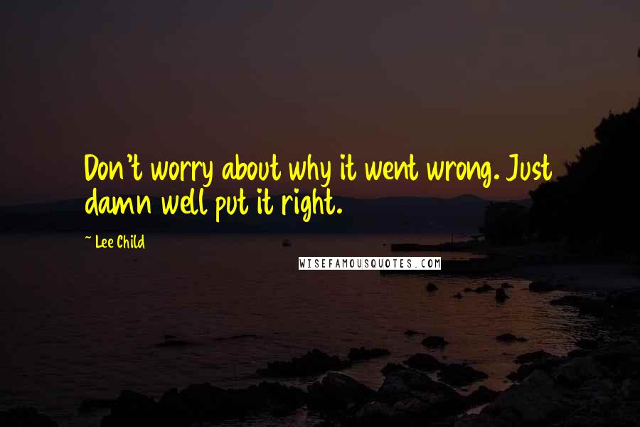 Lee Child Quotes: Don't worry about why it went wrong. Just damn well put it right.