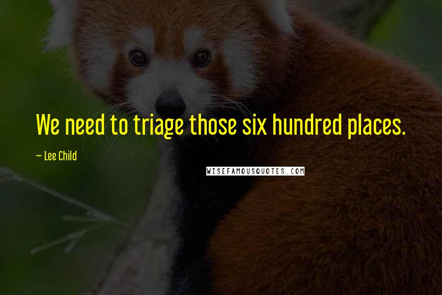 Lee Child Quotes: We need to triage those six hundred places.