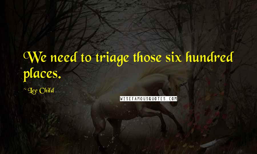 Lee Child Quotes: We need to triage those six hundred places.