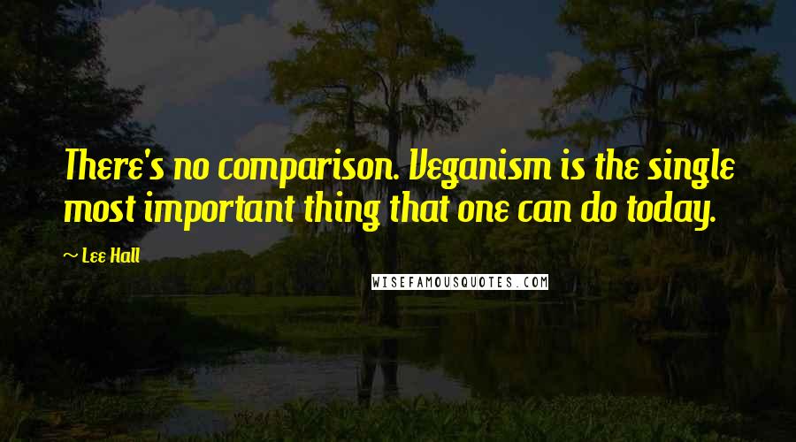 Lee Hall Quotes: There's no comparison. Veganism is the single most important thing that one can do today.