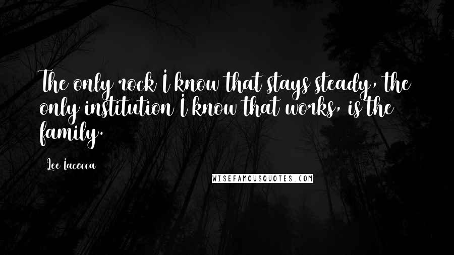 Lee Iacocca Quotes: The only rock I know that stays steady, the only institution I know that works, is the family.