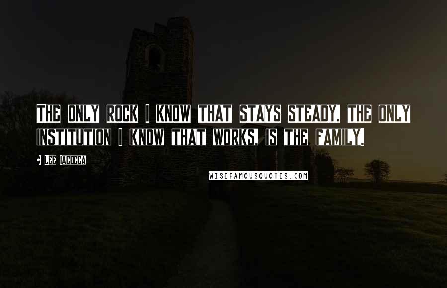 Lee Iacocca Quotes: The only rock I know that stays steady, the only institution I know that works, is the family.