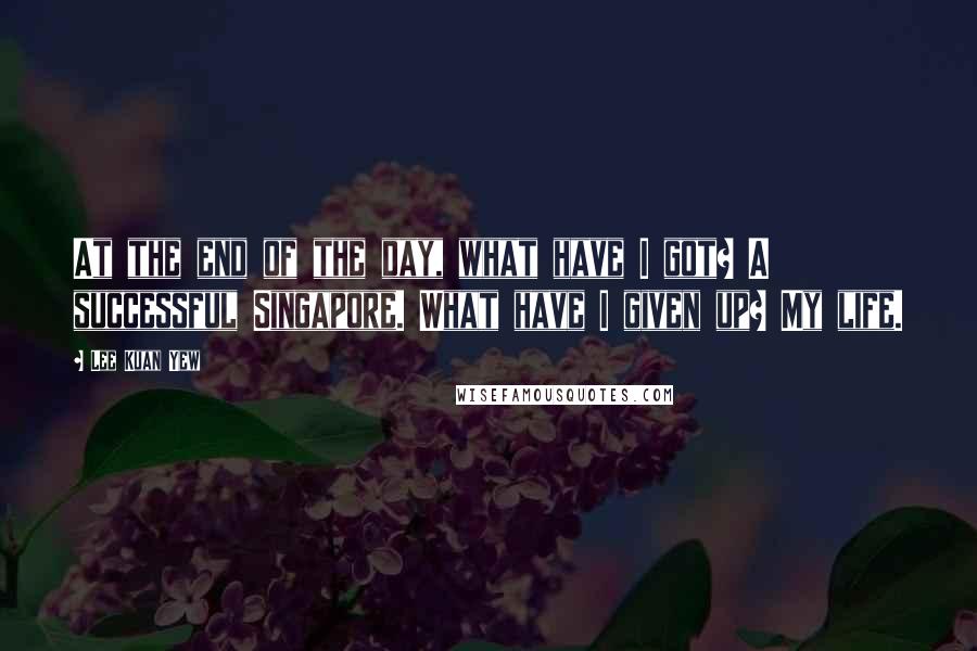 Lee Kuan Yew Quotes: At the end of the day, what have I got? A successful Singapore. What have I given up? My life.