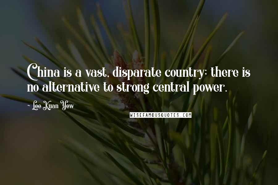 Lee Kuan Yew Quotes: China is a vast, disparate country; there is no alternative to strong central power.