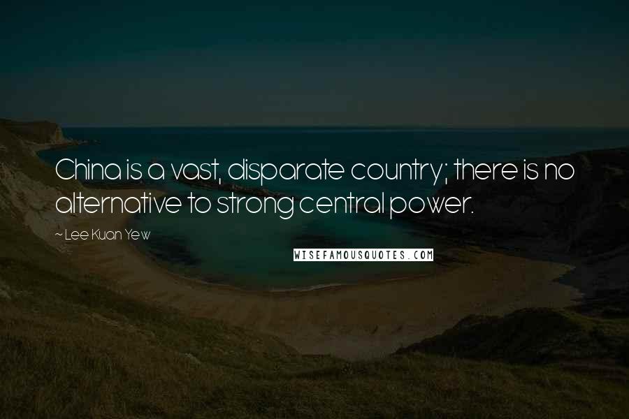 Lee Kuan Yew Quotes: China is a vast, disparate country; there is no alternative to strong central power.