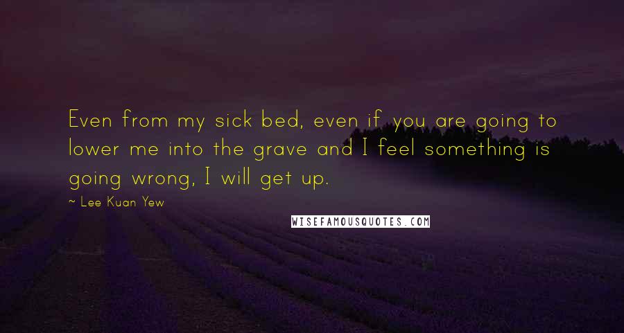 Lee Kuan Yew Quotes: Even from my sick bed, even if you are going to lower me into the grave and I feel something is going wrong, I will get up.
