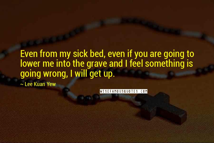 Lee Kuan Yew Quotes: Even from my sick bed, even if you are going to lower me into the grave and I feel something is going wrong, I will get up.