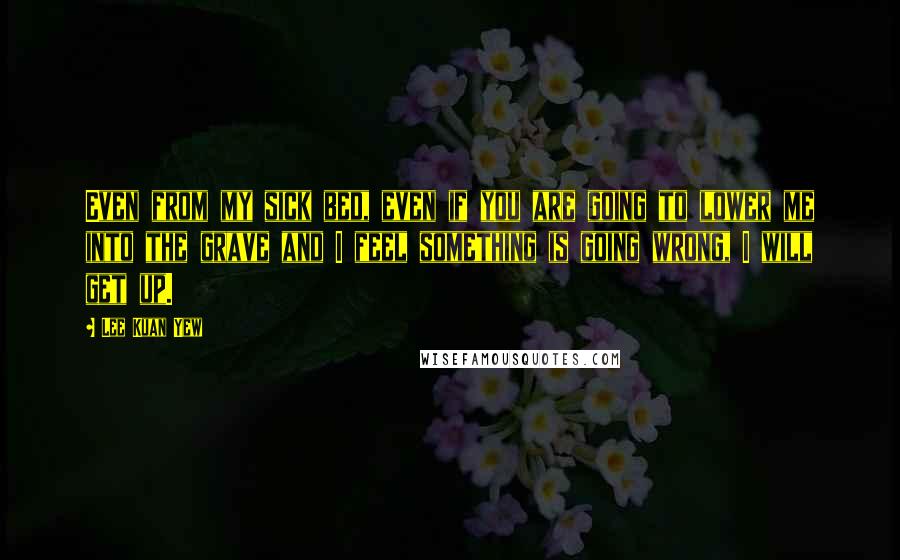 Lee Kuan Yew Quotes: Even from my sick bed, even if you are going to lower me into the grave and I feel something is going wrong, I will get up.