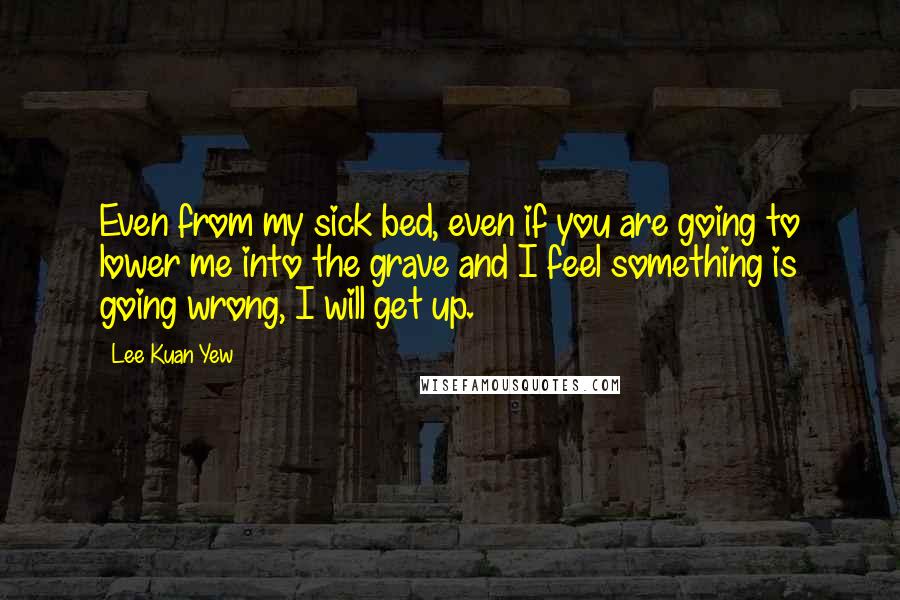 Lee Kuan Yew Quotes: Even from my sick bed, even if you are going to lower me into the grave and I feel something is going wrong, I will get up.