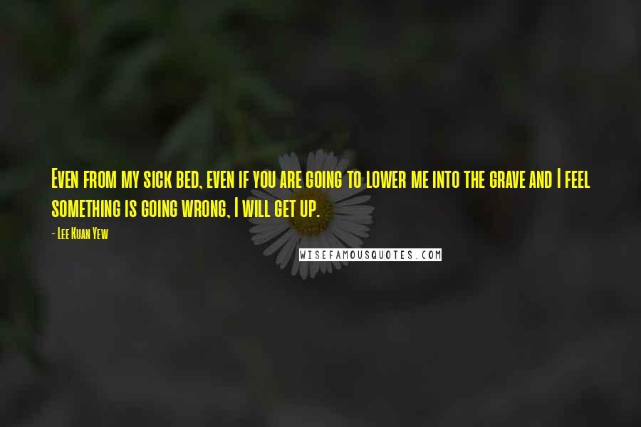 Lee Kuan Yew Quotes: Even from my sick bed, even if you are going to lower me into the grave and I feel something is going wrong, I will get up.