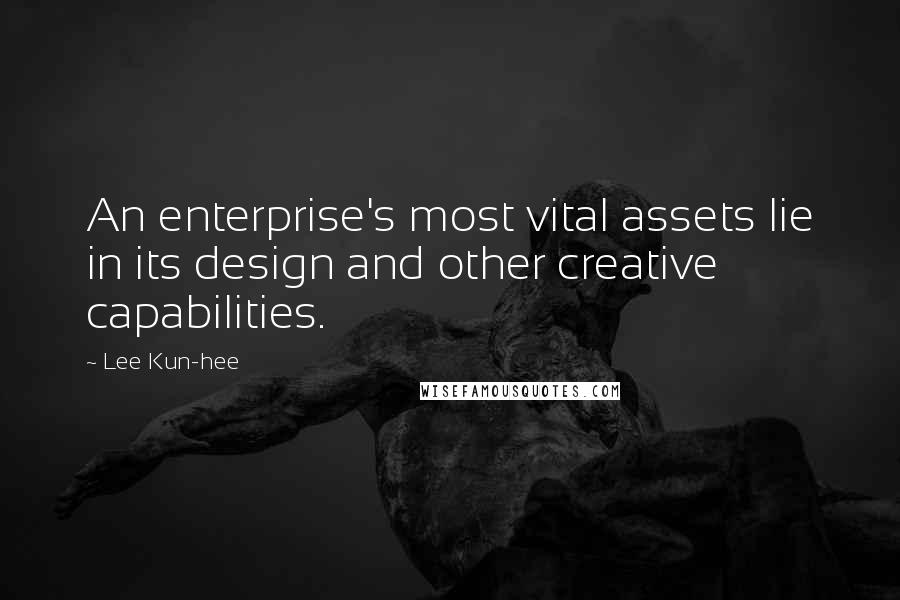 Lee Kun-hee Quotes: An enterprise's most vital assets lie in its design and other creative capabilities.