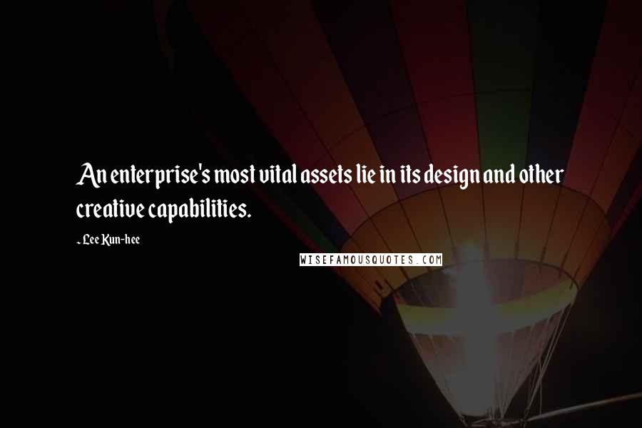 Lee Kun-hee Quotes: An enterprise's most vital assets lie in its design and other creative capabilities.