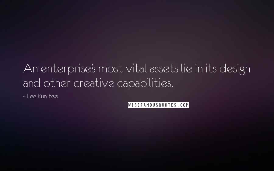 Lee Kun-hee Quotes: An enterprise's most vital assets lie in its design and other creative capabilities.