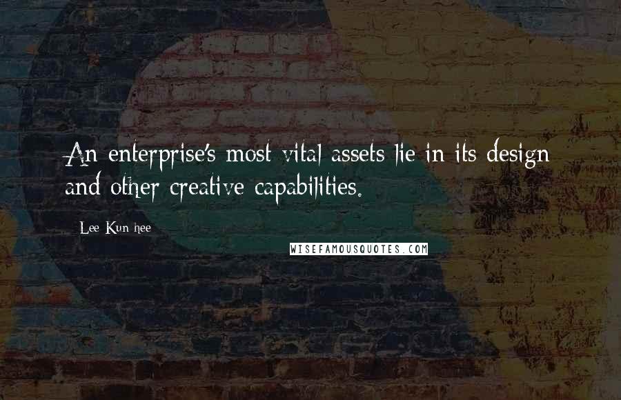 Lee Kun-hee Quotes: An enterprise's most vital assets lie in its design and other creative capabilities.