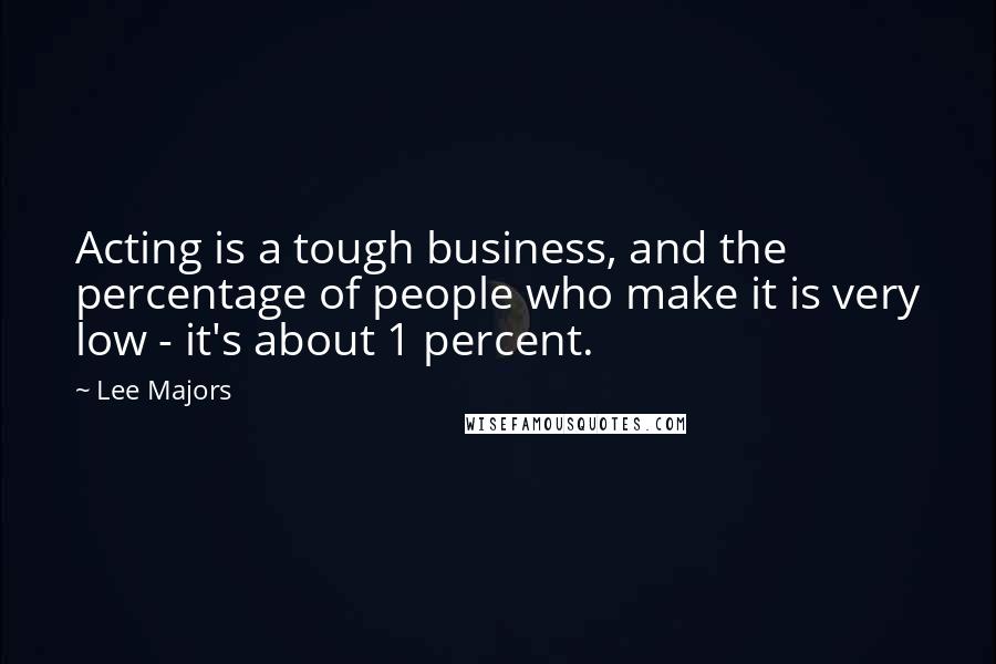 Lee Majors Quotes: Acting is a tough business, and the percentage of people who make it is very low - it's about 1 percent.