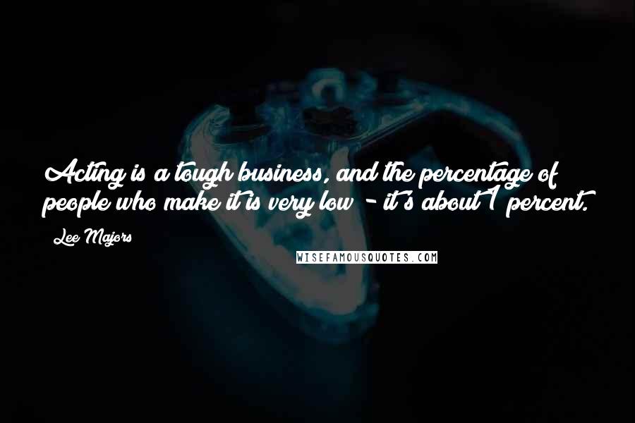 Lee Majors Quotes: Acting is a tough business, and the percentage of people who make it is very low - it's about 1 percent.