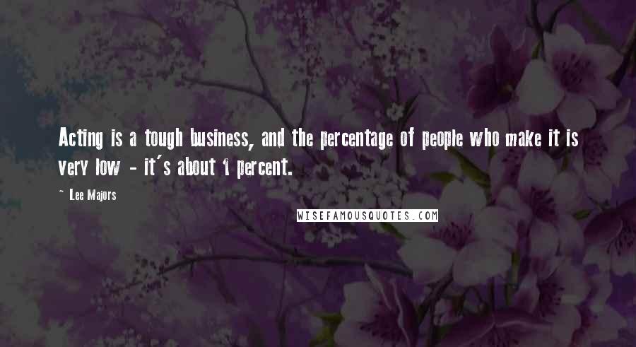 Lee Majors Quotes: Acting is a tough business, and the percentage of people who make it is very low - it's about 1 percent.