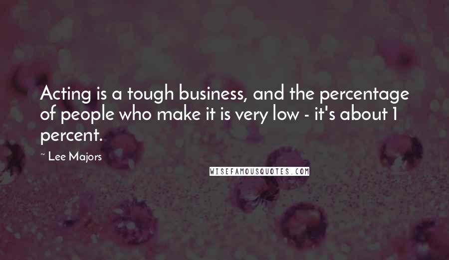 Lee Majors Quotes: Acting is a tough business, and the percentage of people who make it is very low - it's about 1 percent.
