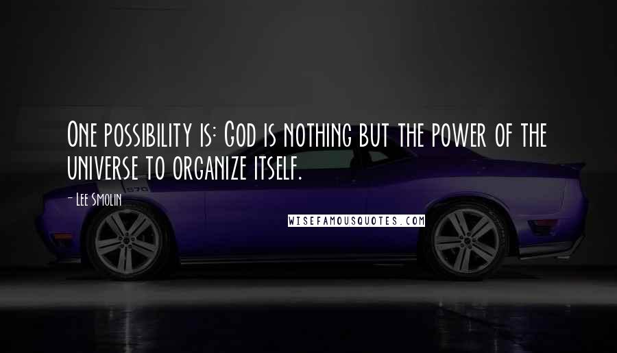 Lee Smolin Quotes: One possibility is: God is nothing but the power of the universe to organize itself.