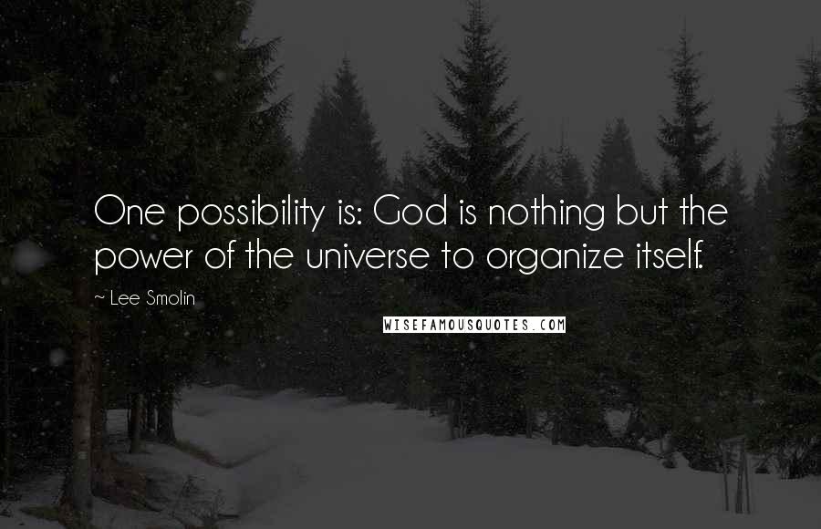 Lee Smolin Quotes: One possibility is: God is nothing but the power of the universe to organize itself.