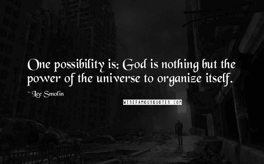 Lee Smolin Quotes: One possibility is: God is nothing but the power of the universe to organize itself.