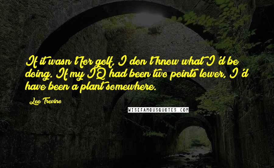 Lee Trevino Quotes: If it wasn't for golf, I don't know what I'd be doing. If my IQ had been two points lower, I'd have been a plant somewhere.