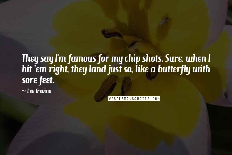 Lee Trevino Quotes: They say I'm famous for my chip shots. Sure, when I hit 'em right, they land just so, like a butterfly with sore feet.