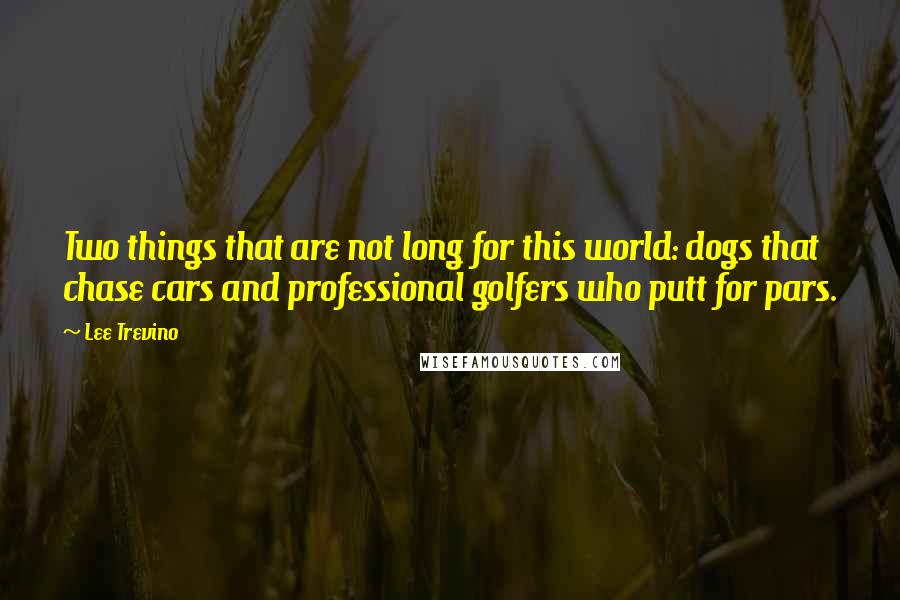 Lee Trevino Quotes: Two things that are not long for this world: dogs that chase cars and professional golfers who putt for pars.