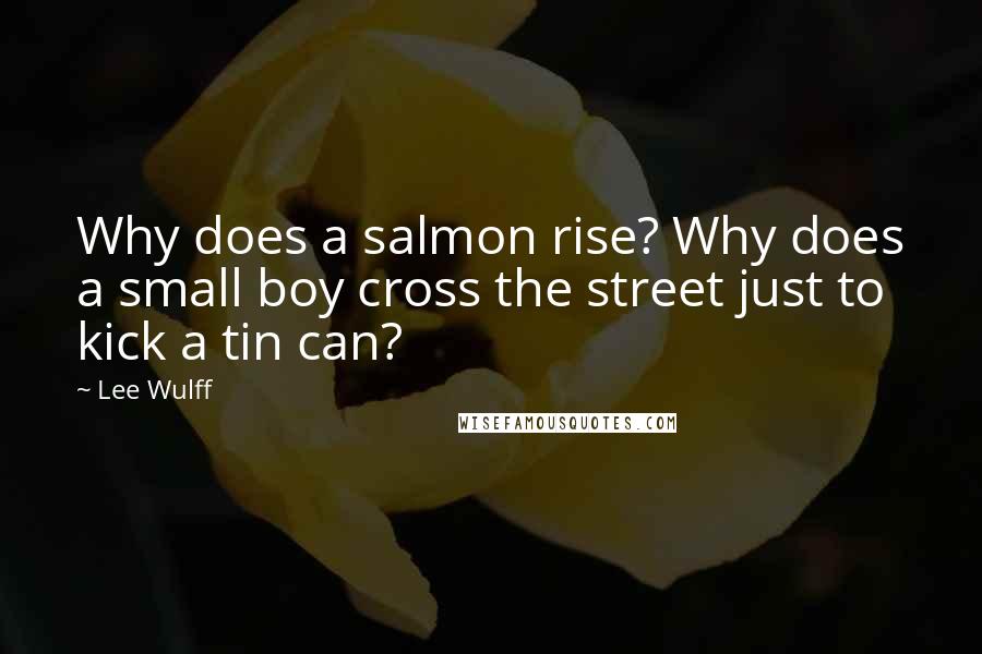 Lee Wulff Quotes: Why does a salmon rise? Why does a small boy cross the street just to kick a tin can?